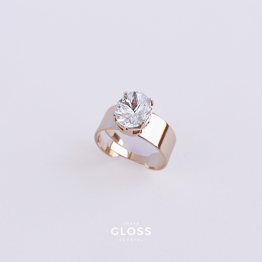 Anillo Ovalo Pequeño Crystal Enchape de Oro - Joyas Gloss Crystal
