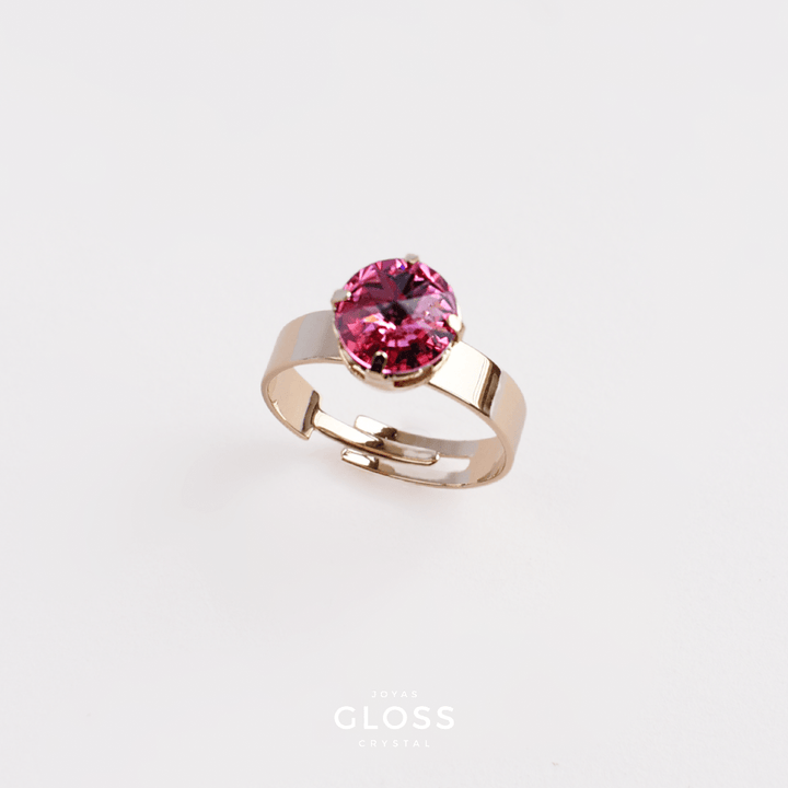 Anillo Rivoli Pequeño Rose Enchape de Oro - Joyas Gloss Crystal
