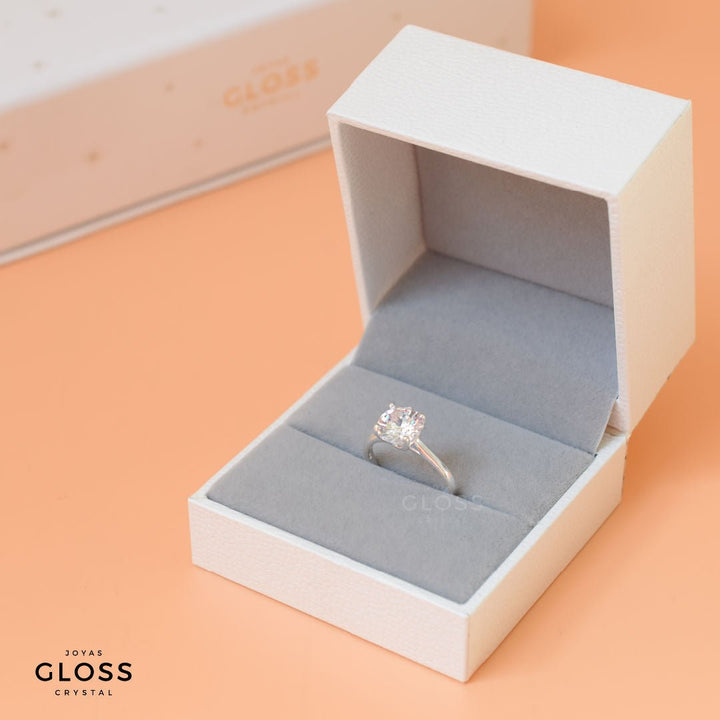 Anillo Solitario Circón Plata 925 - Joyas Gloss Crystal