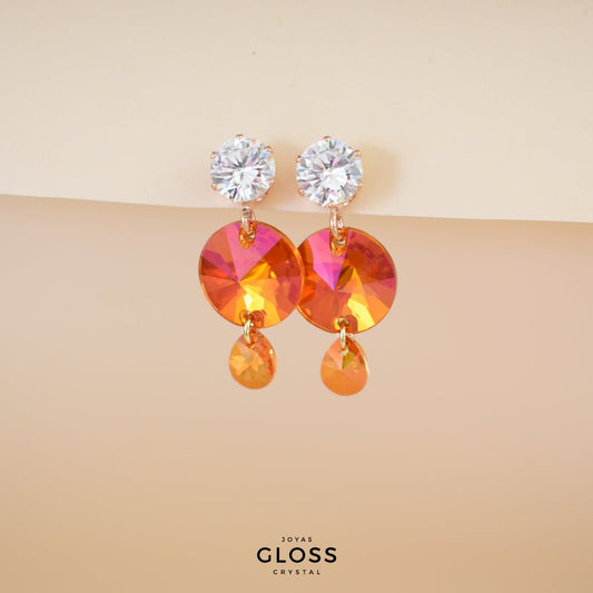 Aros Atardecer Baño de Oro - Joyas Gloss Crystal