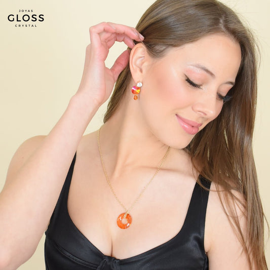Aros Atardecer Baño de Oro - Joyas Gloss Crystal