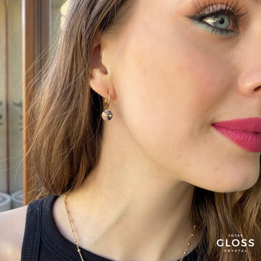 Aros Aura Crystal Oro Cristal Genuino - Joyas Gloss Crystal