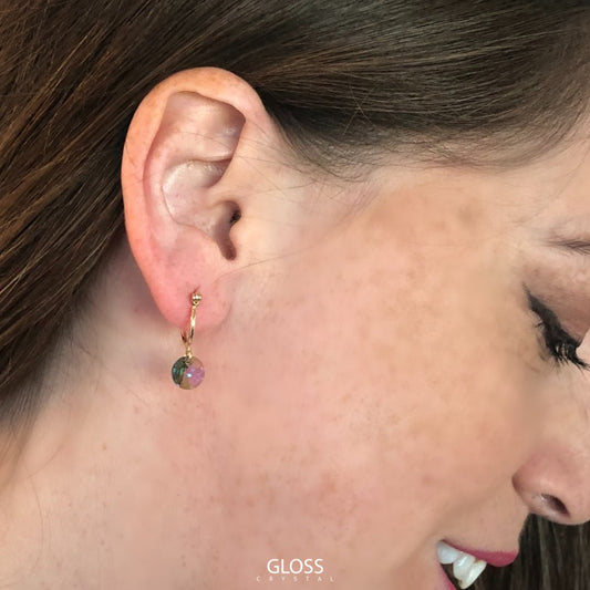 Aros Aura Paraiso Oro Cristal Genuino - Joyas Gloss Crystal