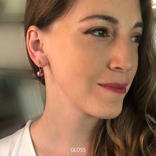 Aros Aura Rosa Oro Cristal Genuino - Joyas Gloss Crystal