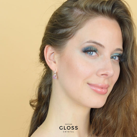 Aros Aura Shimmer Plata Cristal Genuino - Joyas Gloss Crystal