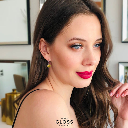 Aros Aura Tornasol Plata Cristal Genuino - Joyas Gloss Crystal