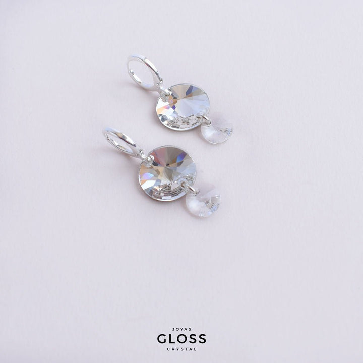 Aros Emily Crystal Plata - Joyas Gloss Crystal