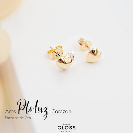 Aros punto de Luz Corazón - Joyas Gloss Crystal