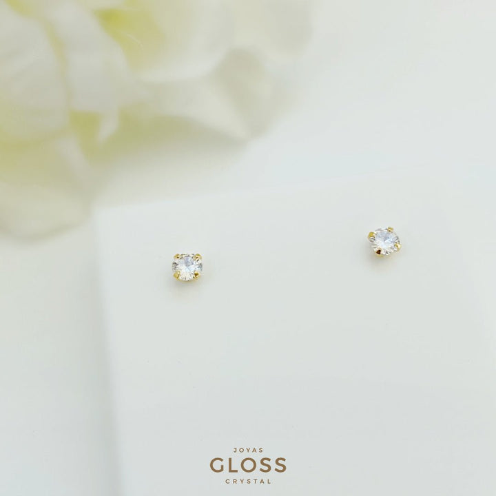 Aros Punto Luz Oro Blanco - Joyas Gloss Crystal