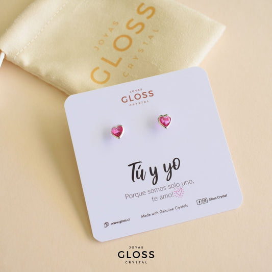 Aros Tu y yo Fucsia Plata - Joyas Gloss Crystal