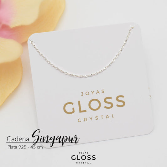 Cadena Singapur Plata - Joyas Gloss Crystal