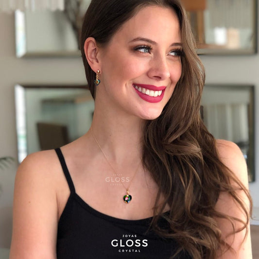 Collar Corazón Titanic Vitrail Medium Baño de Oro - Joyas Gloss Crystal