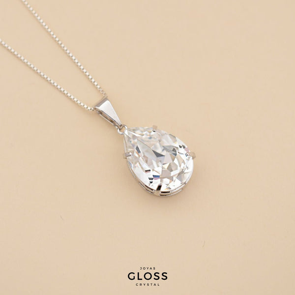 Collar Gota Diamonds Crystal Rodinado - Joyas Gloss Crystal