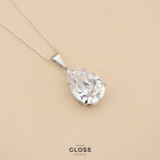 Collar Gota Diamonds Crystal Rodinado - Joyas Gloss Crystal