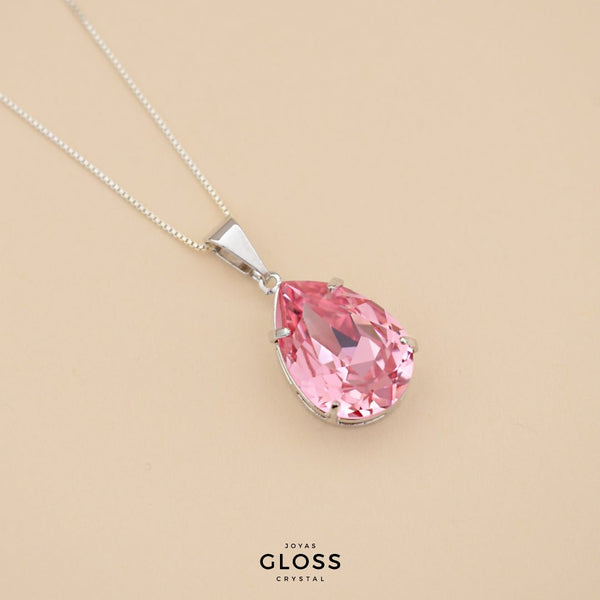 Collar Gota Diamonds Rosé Rodinado - Joyas Gloss Crystal