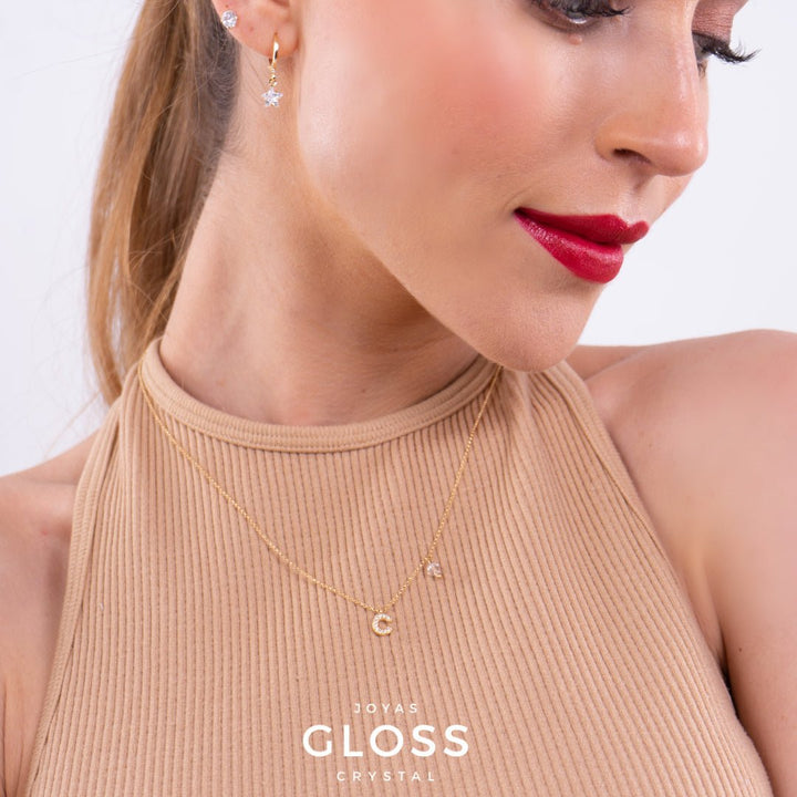 Collar Iniciales - Letra Pequeñas - Joyas Gloss Crystal