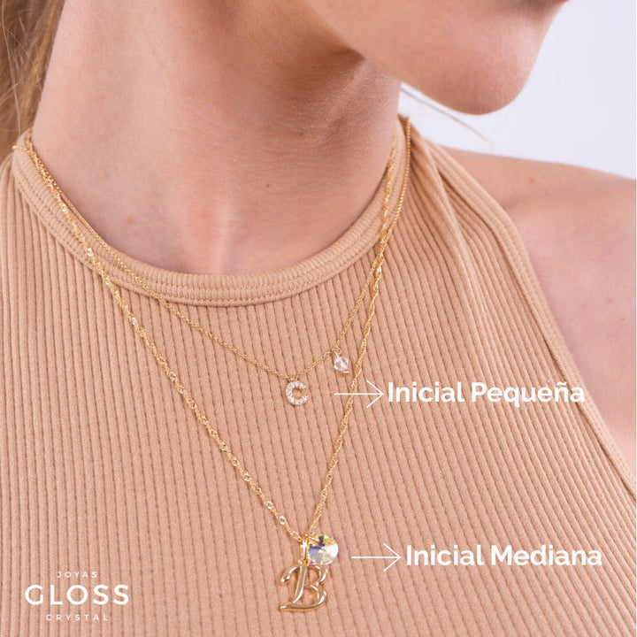 Collar Iniciales - Letra Pequeñas - Joyas Gloss Crystal