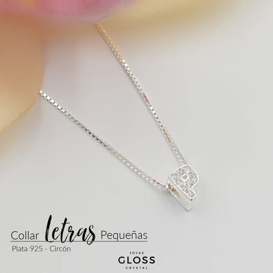 Collar Iniciales Plata - Letra Pequeñas - Joyas Gloss Crystal