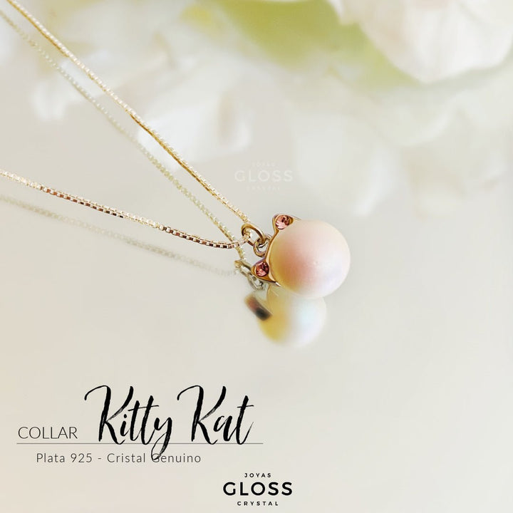 Collar Kitty Kat Plata Cristales Genuino - Joyas Gloss Crystal