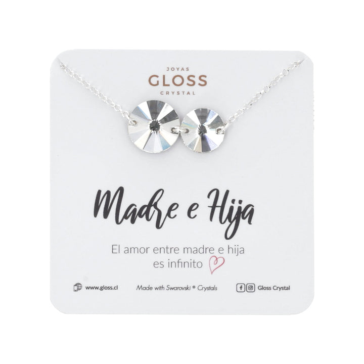 Collar Madre e Hija Crystal Plata - Joyas Gloss Crystal