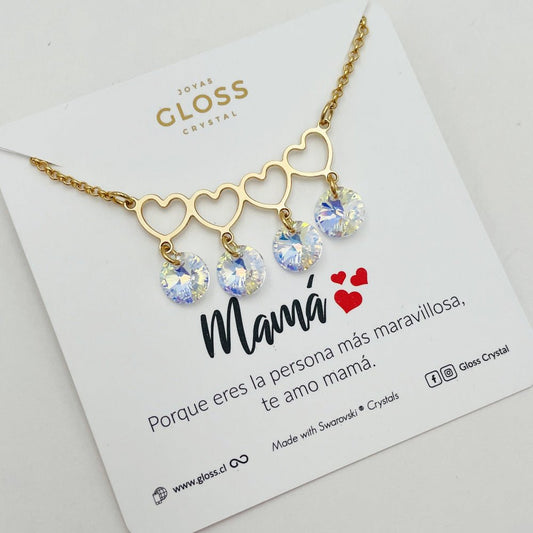 Collar Mom Cuádruple Oro - Joyas Gloss Crystal