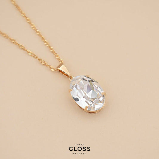Collar Ovalado Crystal Baño de Oro - Joyas Gloss Crystal