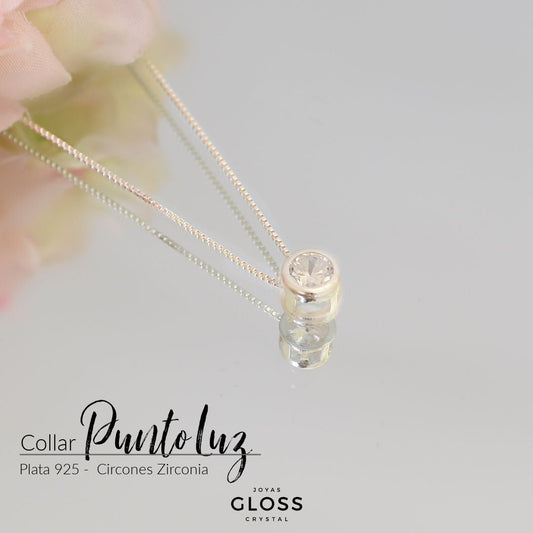 Collar Punto de luz Plata Circón - Joyas Gloss Crystal