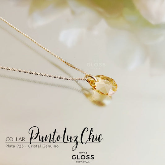 Collar Punto Luz Chic Ambar Plata - Joyas Gloss Crystal