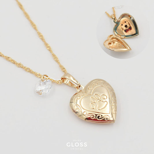 Collar Relicario Mascota Oro - Joyas Gloss Crystal
