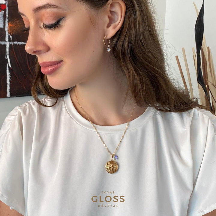 Collar Relicario Redondo Oro - Joyas Gloss Crystal