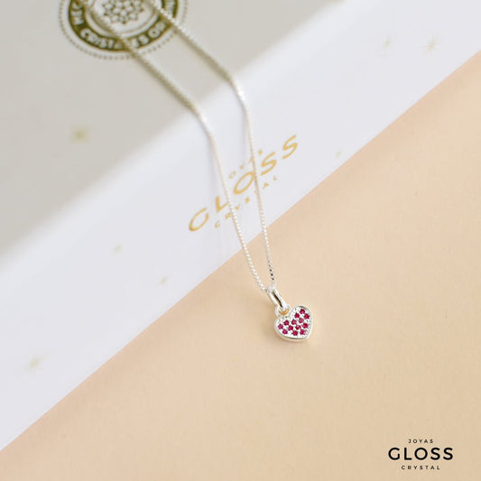 Collar Tú y yo corazón Plata - Joyas Gloss Crystal