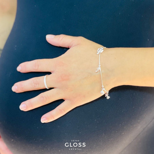 Pulsera Plata 925 Mamá Deportista - Joyas Gloss Crystal