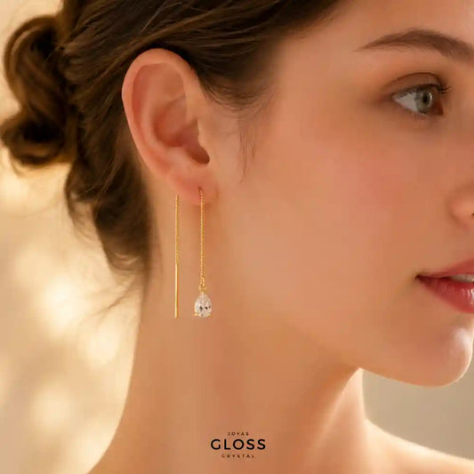 Aros Azalea Crystal Circón Colgante Baño de Oro 18k