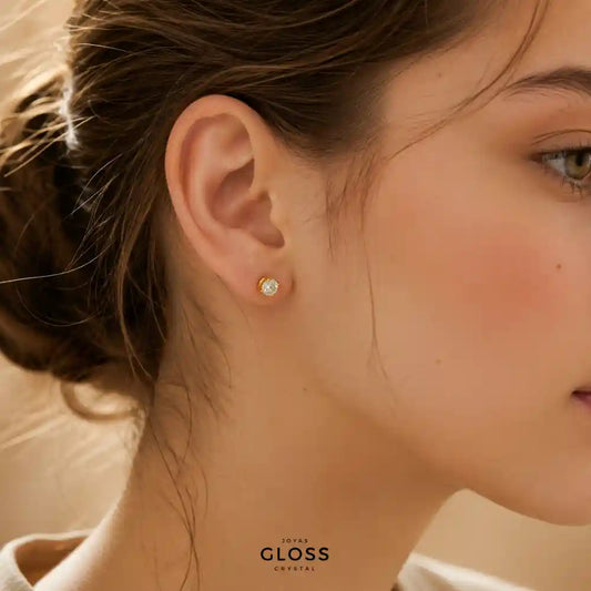 Aros Niña Lucila Crystal Baño de Oro 18k