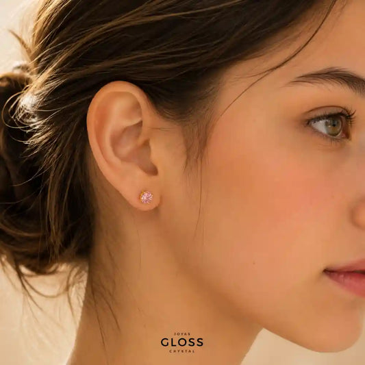 Aros Niña Lucila Rosé Baño de Oro 18k