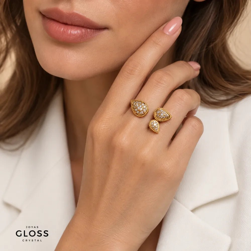Anillo Aurelia Royale Oro 18k - Ajustable - Joyas Gloss Crystal