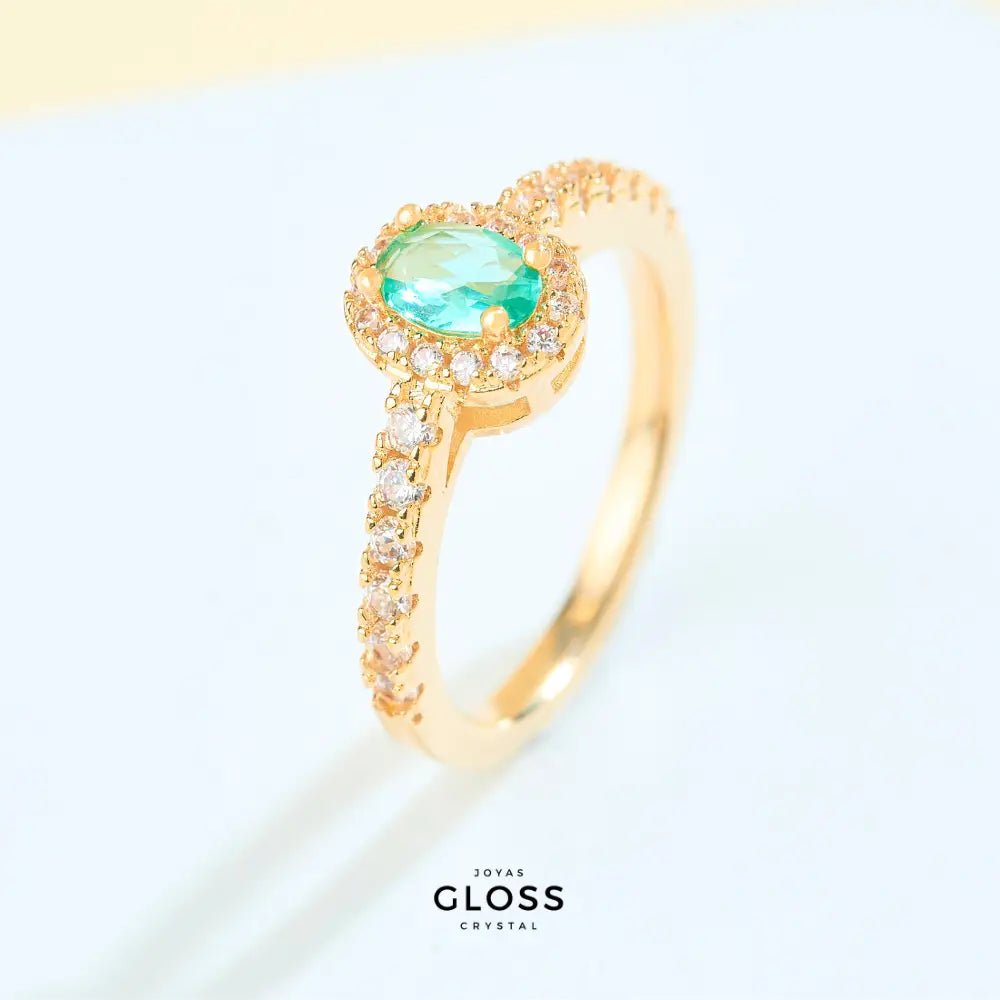 Anillo Azalea Esmeralda baño oro 18k - Joyas Gloss Crystal