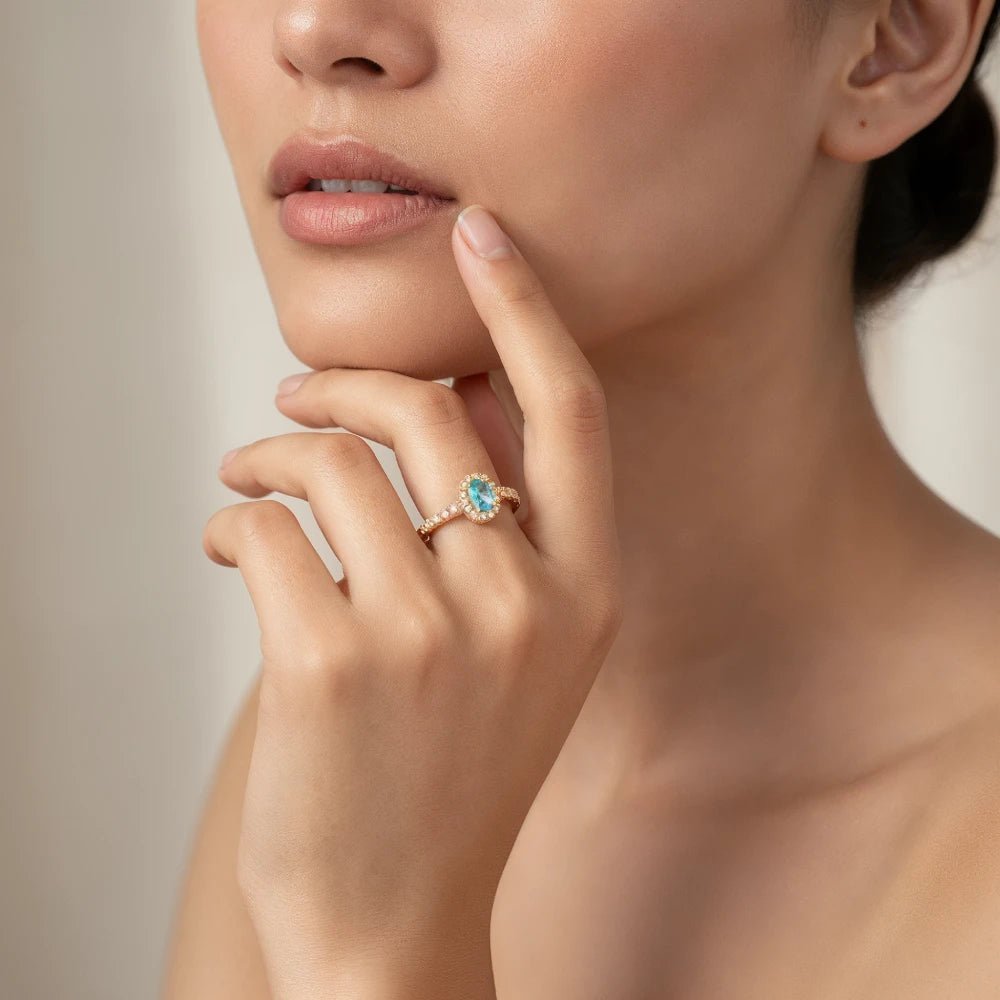 Anillo Azalea Esmeralda baño oro 18k - Joyas Gloss Crystal