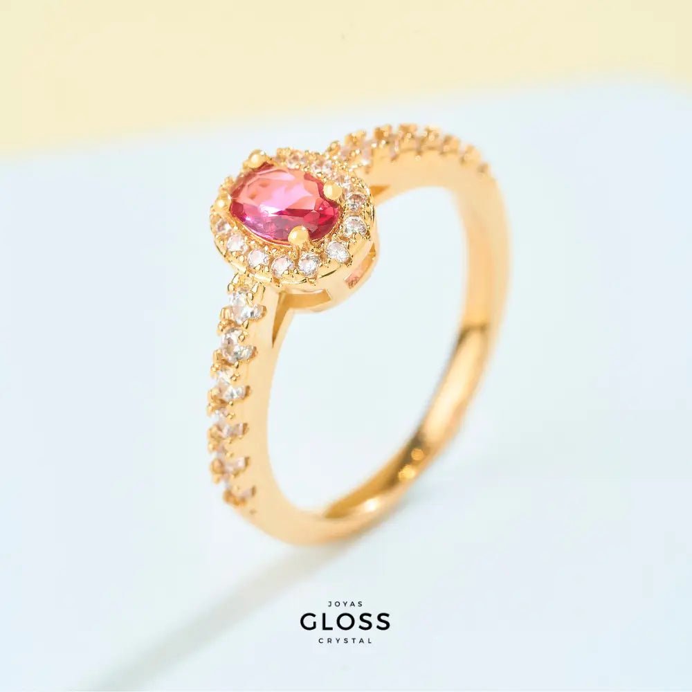 Anillo Azalea Rubí baño oro 18k - Joyas Gloss Crystal