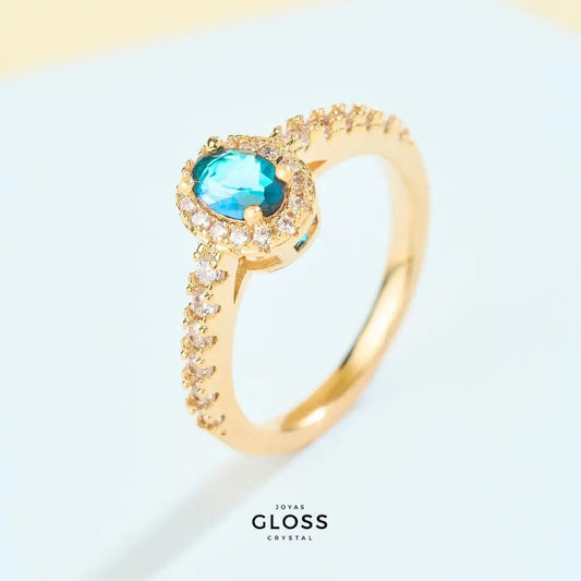 Anillo Azalea Turquesa baño oro 18k - Joyas Gloss Crystal