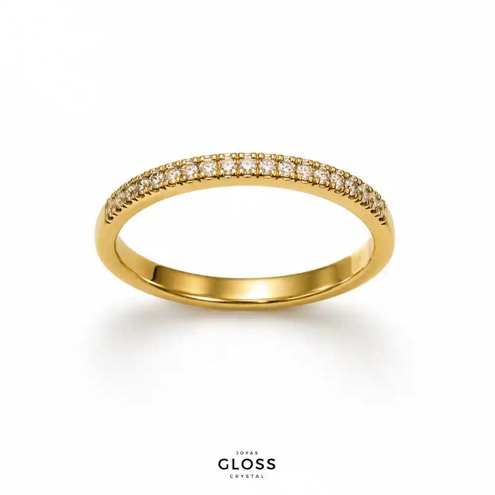 Anillo Bruna Medio Cintillo Baño de Oro 18k - Joyas Gloss Crystal
