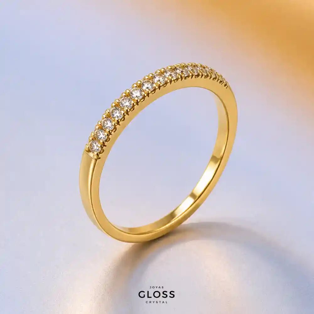 Anillo Bruna Medio Cintillo Baño de Oro 18k - Joyas Gloss Crystal