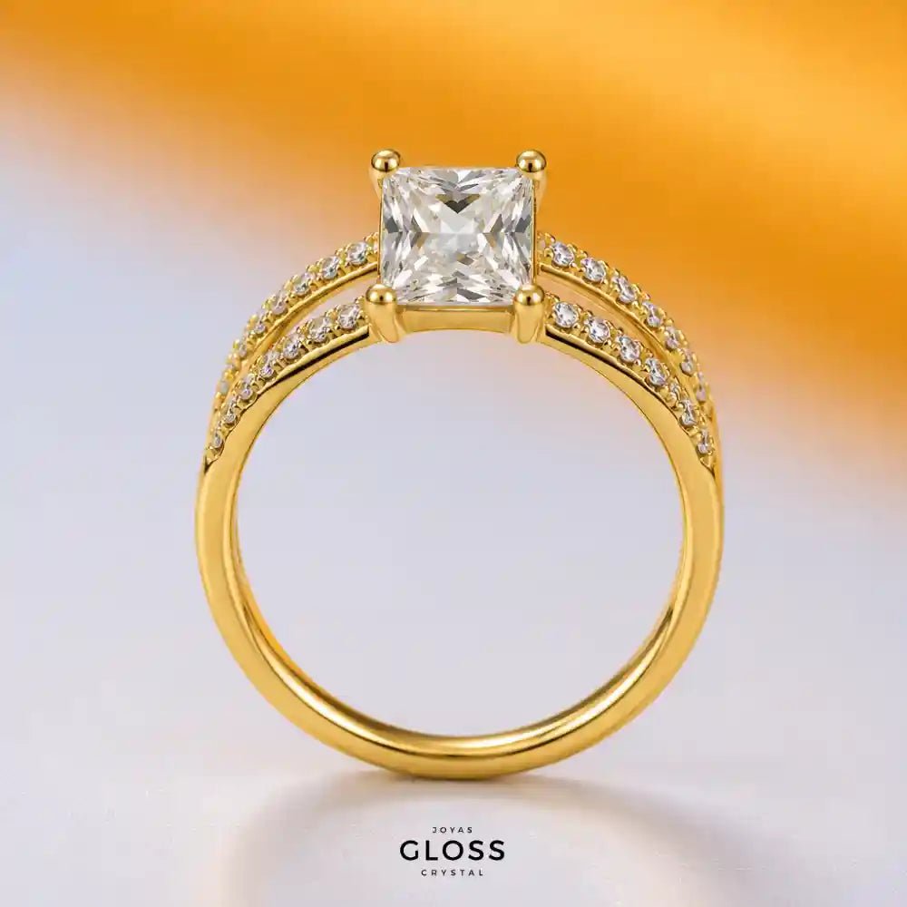 Anillo Compromiso Joaquina Baño de Oro 18k - Joyas Gloss Crystal