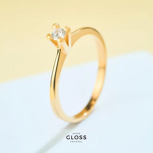 Anillo Compromiso Lilibeth Baño de Oro 18k. - Joyas Gloss Crystal