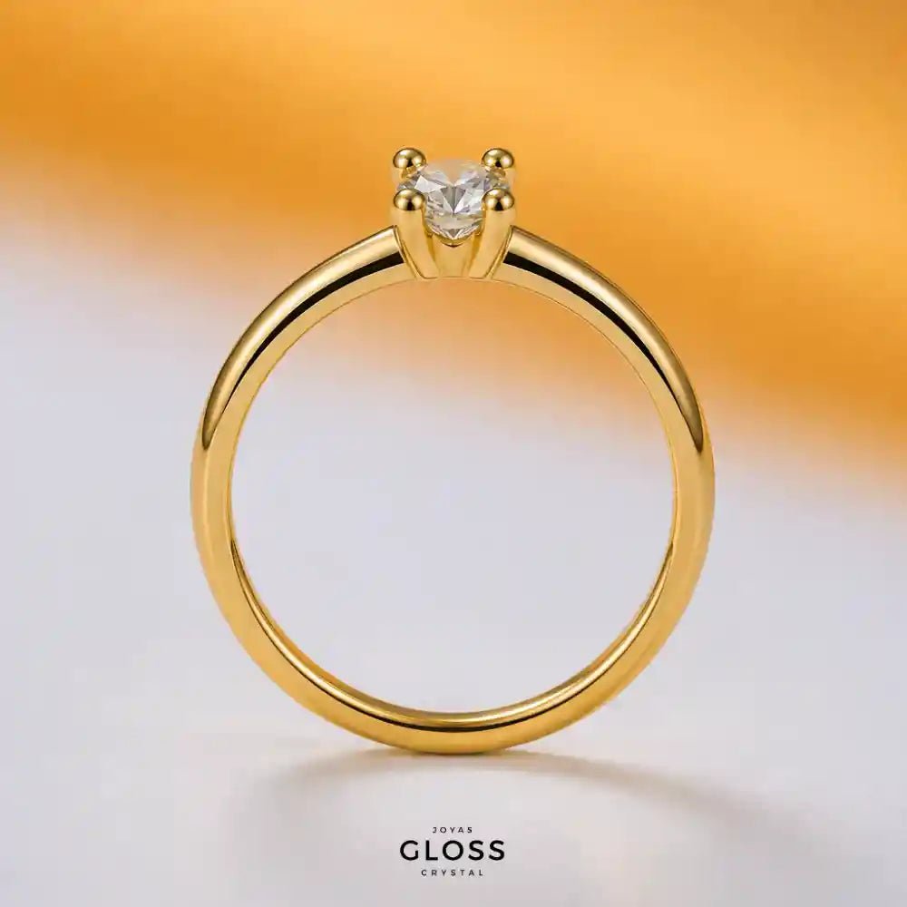 Anillo Compromiso Noelia Baño de Oro 18k - Joyas Gloss Crystal