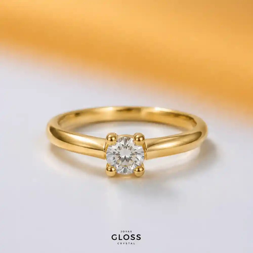 Anillo Compromiso Noelia Baño de Oro 18k - Joyas Gloss Crystal