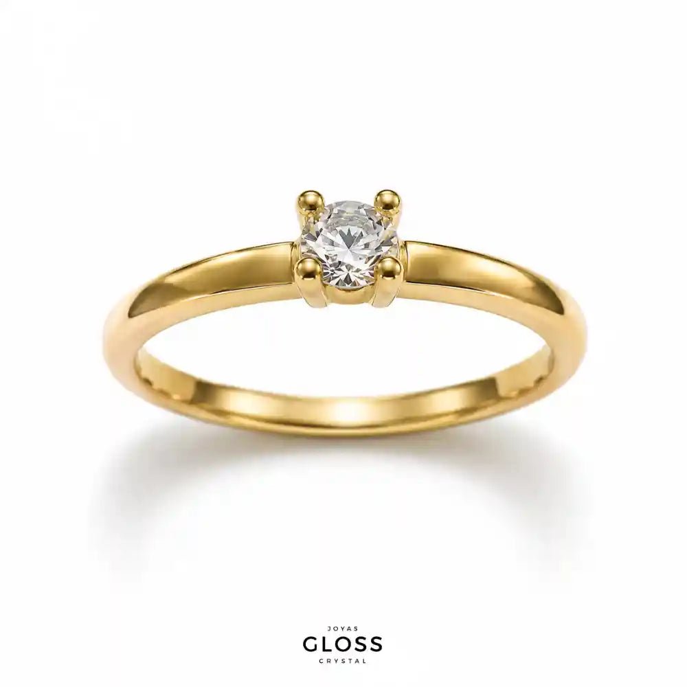Anillo Compromiso Noelia Baño de Oro 18k - Joyas Gloss Crystal