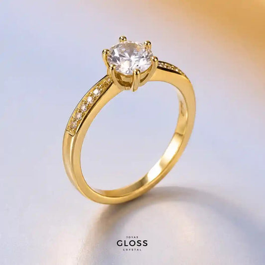 Anillo Compromiso Olimpo Baño de Oro 18k - Joyas Gloss Crystal