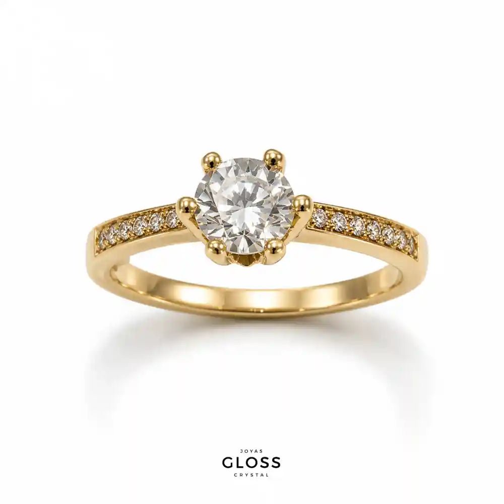 Anillo Compromiso Olimpo Baño de Oro 18k - Joyas Gloss Crystal