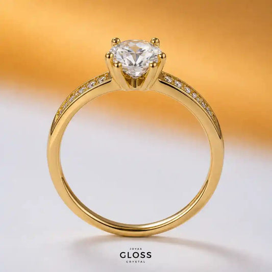 Anillo Compromiso Olimpo Baño de Oro 18k - Joyas Gloss Crystal